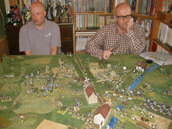 French positioned for the attack, the Westphalian team sees the looming French cavalry charge.