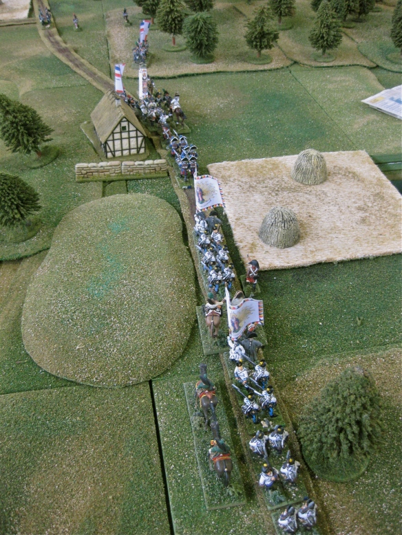 The Austrian "Pareto column" marches up behind the deploying "Spigno column". 