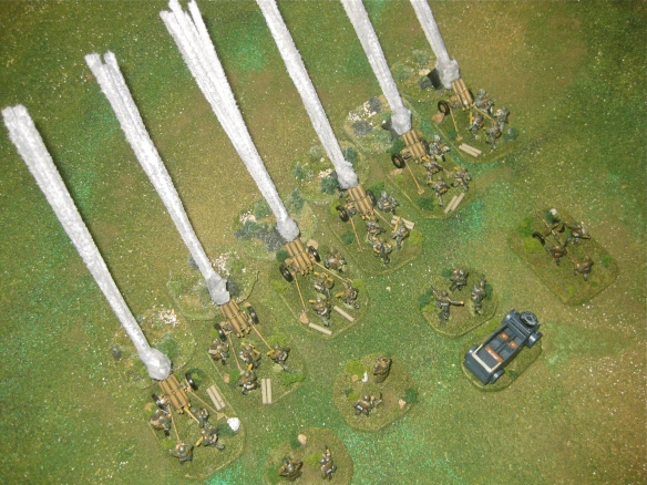 Nebelwerfer battery firing their NW41 rockets.