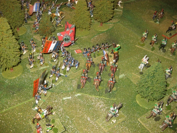 2000 hours. Empress dragoons held up while French infantry columns assault the Prussian battalions.