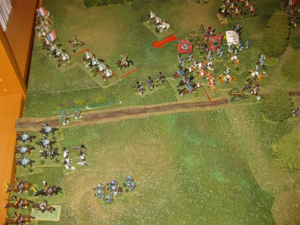 After The back and forth of the cavalry charges, the French dragoons are victorious.