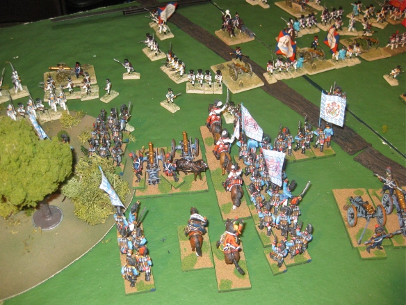 Table B. A narrow column of Bavarian dragoons sound their charge against the hinge of the Dutch position.