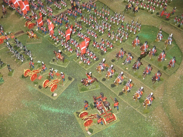 Left flank close up. Danish light cavalry and artillery with line regiments behind.