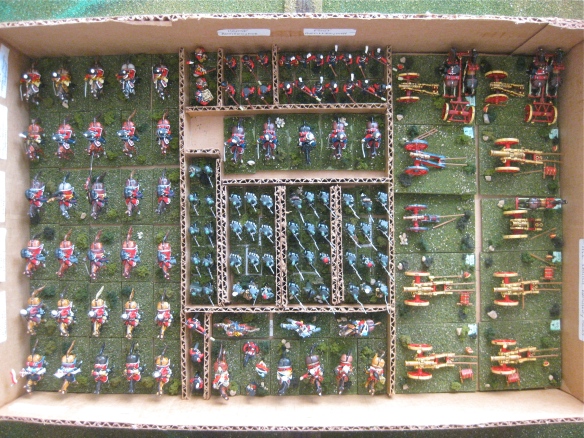 Cavalry (heavy and light regiments, headquarters, Jager and Sharpshooter battalions, and the artillery crews and cannon batteries.