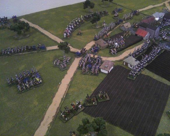 On the far side of Halle the Prussians are disengaging, or struggling to leave the area, against the advancing French.